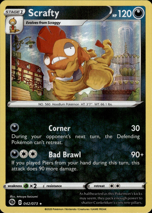Scrafty 042/073 Holo Rare Champion's Path Pokemon Holo