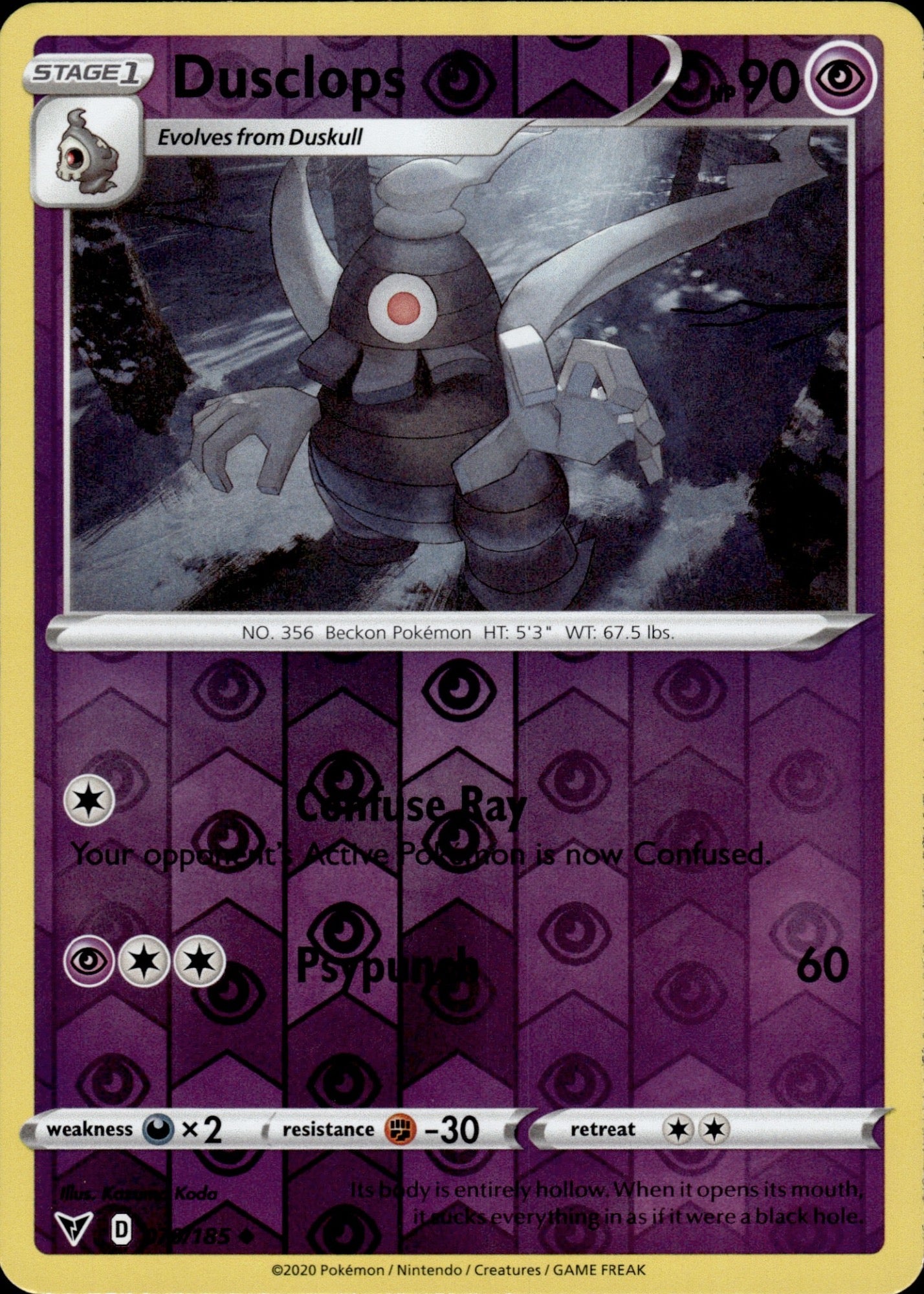 Dusclops 070/185 Uncommon Vivid Voltage Pokemon Reverse Holo
