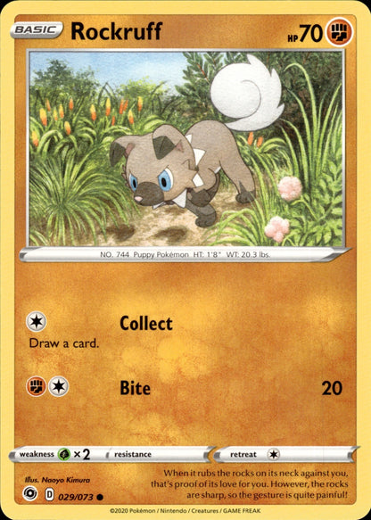 Rockruff 029/073 Common Champion's Path Pokemon
