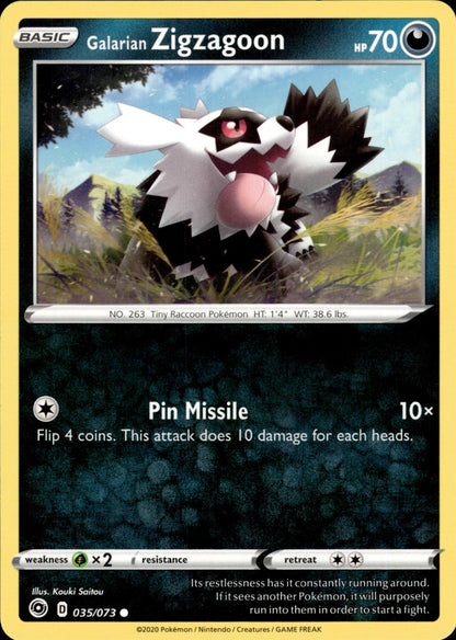 Galarian Zigzagoon 035/073 Common Champion's Path Pokemon