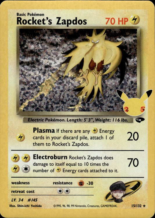 Rocket's Zapdos 15/132 holo Celebrations: Classic Collection Pokemon Holo